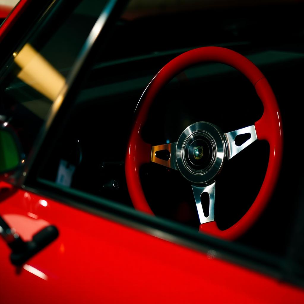 Red steering wheel detail